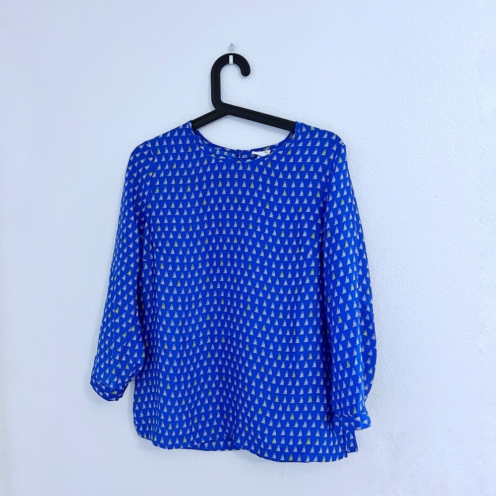 Merona Boat Print Blue and white blouse